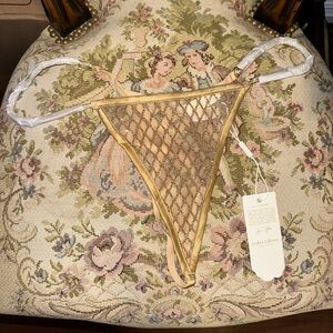 For Love & Lemons Gold glitter thong